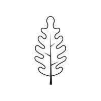 Outline tree leaf vector illustration isolated on white background