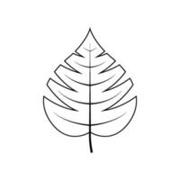 Outline tree leaf vector illustration isolated on white background