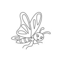 Bee coloring page for kids and adult illustration art vector