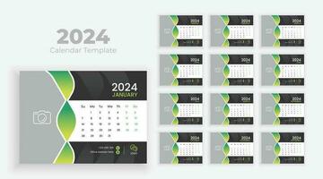 calendario 2024 planificador corporativo modelo diseño colocar. semana empieza desde domingo, negocio modelo vector