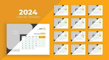 Calendar template for 2024 year. Week starts on Sunday. Calendar 2024 planner corporate template design set vector