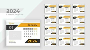 Desk Calendar Template 2024. Week starts from Sunday, business template vector