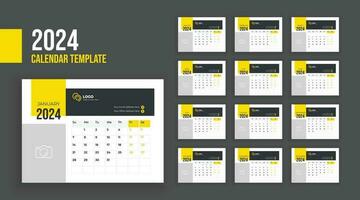 Calendar 2024 planner corporate template design set. Week starts from Sunday, business template vector