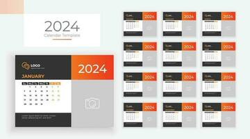 Calendar template for 2024 year. Week starts on Sunday. Calendar 2024 planner corporate template design set vector