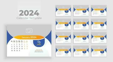 2024 calendar planner design template week start Sunday vector