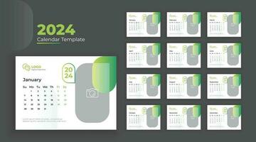 Desk Calendar Template 2024. Week starts from Sunday, business template vector