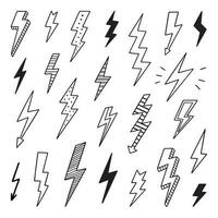 Seamless pattern of lightning doodle. Thunder in sketch style. Hand drawn vector illustration