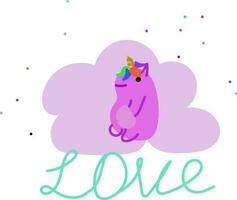 Cartoon unicorn painted by a child. Kid's drawing. Hand-drawn picture vector