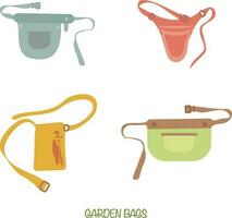 Set of colorful garden bags. vector