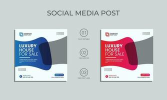 vector modern real estate social media post design. luxury house for sale social media post template. real estate home social media post and banner.