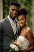 Ai Generative Photo portrait of a couple on wedding day