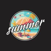 summer beach vector illustration. summer vacation t shirt graphic. summer beach t shirt design.