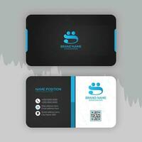 Modern dark and blue business card template design and mockup vector