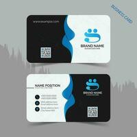 Modern dark and blue business card template design and mockup vector