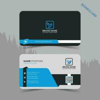 Modern dark and blue business card template design and mockup vector