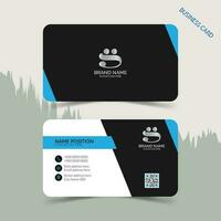 Modern dark and blue business card template design and mockup vector