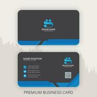 Modern dark and blue business card template design and mockup vector