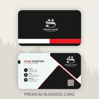 Creative and Clean Double-sided red black white business card template design and mockup vector