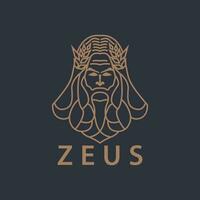 Zeus cabeza línea Arte logo vector. vector ilustración.