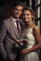 Photo portrait of a couple on wedding day