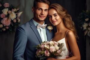 ai generativo foto retrato de un Pareja en Boda día