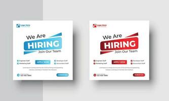 Poster for we are hiring. employees needed. Job recruitment design for companies or agency. good template for advertising on social media vector