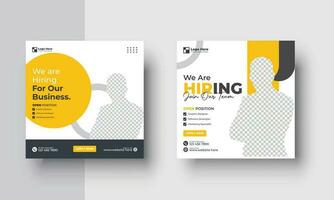 Poster for we are hiring. employees needed. Job recruitment design for companies or agency. good template for advertising on social media vector