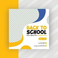 School admission social media post banner design. Back-to-school social media post banner design set. minimalist Back to school admission promotion banner. Back to school banner design ad vector