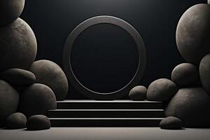 Photo of a podium in space for product presentation