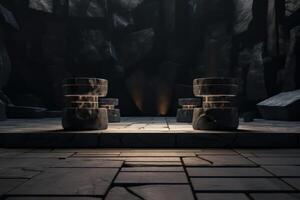 Photo of a podium in space for product presentation
