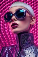 Photo portrait of a woman in futuristic fashion