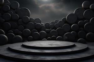 Photo of a podium in space for product presentation