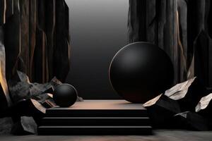 Photo of a podium in space for product presentation
