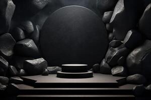 Photo of a podium in space for product presentation