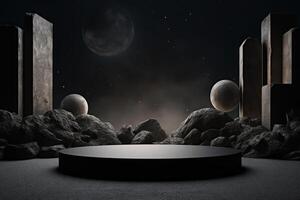 AI Generative Photo of a podium in space for product presentation