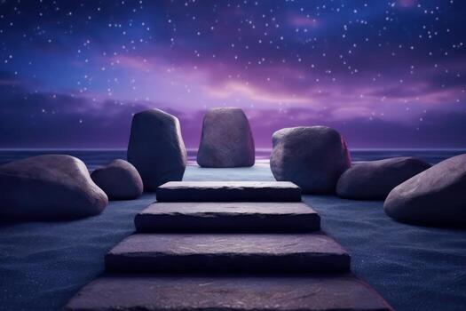 Photo of a podium in space for product presentation