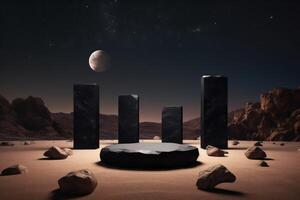 AI Generative Photo of a podium in space for product presentation