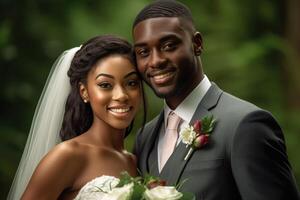 ai generativo foto retrato de un Pareja en Boda día