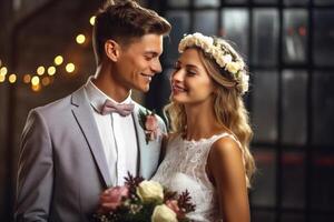 Photo portrait of a couple on wedding day