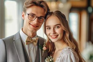 ai generativo foto retrato de un Pareja en Boda día