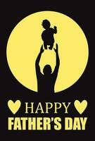 happy fathers day silhouette of father and son or daughter vector