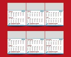 Free vector gradient 2024 monthly calendar template