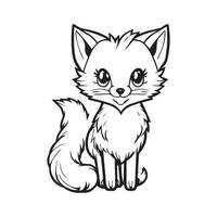 Cute Baby Fox Line Art Design vector