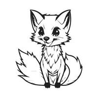 Cute Baby Fox Line Art Design vector