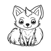 Cute Baby Fox Line Art Design vector