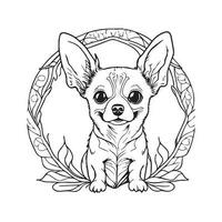 Cute Baby Dog Line Art Design vector