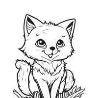 Cute Baby Fox Line Art Design vector