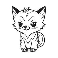 Cute Baby Fox Line Art Design vector