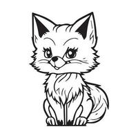 Cute Baby Fox Line Art Design vector