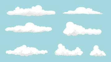 Cloud set, set of white cartoon clouds, white clouds collection flat style easy to edit, vector illustration.